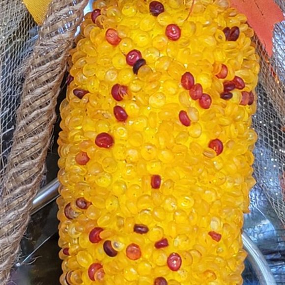 Fall Autumn Beaded Indian Corn Decorative Wreath Wall Hanging Home Decor - Picture 2 of 2